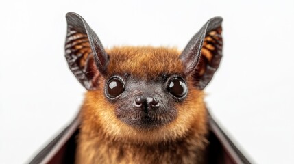 Sticker - A close-up of a bat showcasing its large ears and expressive eyes against a light background.