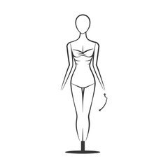 Sticker - A Simple Line Drawing of a Female Mannequin on a Stand