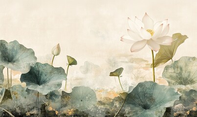 Wall Mural - There are lotus leaves and watermelon