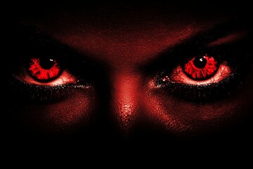 Canvas Print - two vibrant red female devil eyes