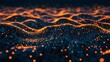 © Mads - A dark background with orange and blue waves of data flowing across it, creating an abstract digital landscape