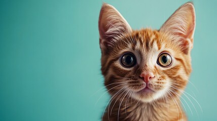 cute orange tabby kitten portrait