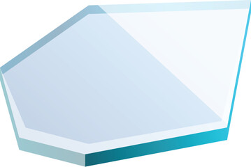 Poster - Piece of broken transparent glass is lying on a white background