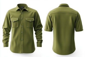 Green Long Sleeve Shirt Mockup   Front and Back View