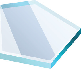 Poster - hexagon shaped piece of glass with blue edges is reflecting light