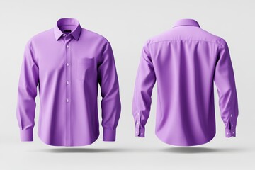 Wall Mural - Purple Long Sleeve Dress Shirt Mockup Front and Back