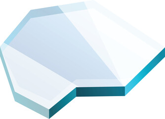 Poster - Transparent icy surface with turquoise edges is reflecting light, creating a cool and refreshing feel