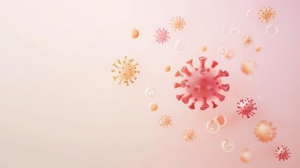 Aufkleber - 3D illustration of monkeypox virus floating in pink background. Representation of viral outbreak and health concerns.