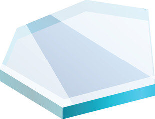 Poster - hexagonal glass platform with a light blue border is being shown at a slightly tilted angle