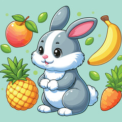 Poster - Cute Rabbit Vector Cartoon illustration