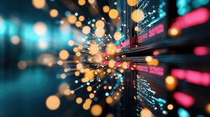 Wall Mural - a close up of a firewall dashboard with intricate graphs and numbers, signifying the constant battle