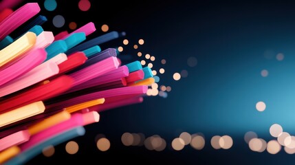 Wall Mural - a colorful abstract visualization of data packets flowing through a digital network, signifying the 