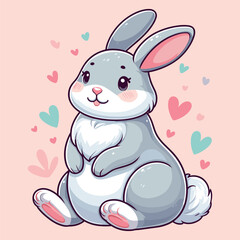 Poster - Cute Rabbit Vector Cartoon illustration