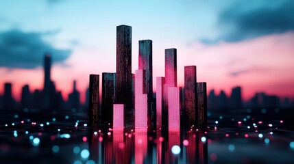 Wall Mural - a futuristic cityscape with holographic screens displaying communication networks, showcasing the se