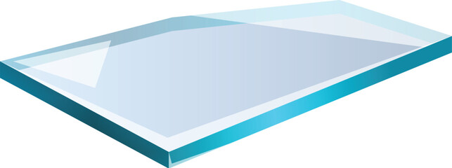 Poster - Protective transparent glass plate floating on white background