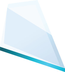 Poster - Thick pane of transparent aqua color glass is lying on a surface
