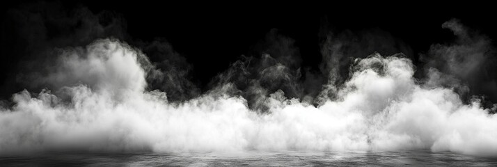 Wall Mural - Smoke black ground fog cloud floor mist background steam dust dark white horror overlay. Ground smoke haze night black water atmosphere 3d magic spooky smog texture isolated transparent effect circle	