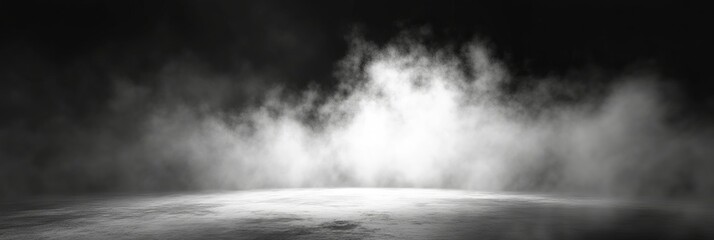 Wall Mural - Smoke black ground fog cloud floor mist background steam dust dark white horror overlay. Ground smoke haze night black water atmosphere 3d magic spooky smog texture isolated transparent effect circle	