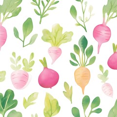 Wall Mural - Watercolor Radish Pattern