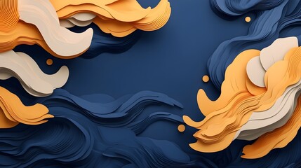 Sticker - Abstract Blue, Orange and White Waves Background