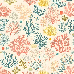 Wall Mural - Seaweed and Coral Seamless Pattern