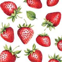 Sticker - Watercolor Strawberries Seamless Pattern