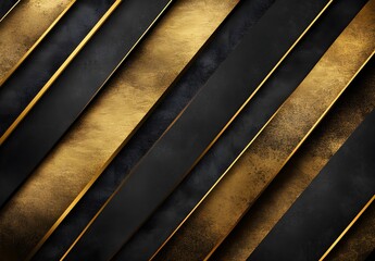 Canvas Print - Abstract Black and Gold Diagonal Stripes Background