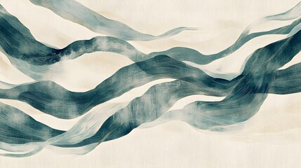 Wall Mural - Abstract Blue and White Watercolor Waves