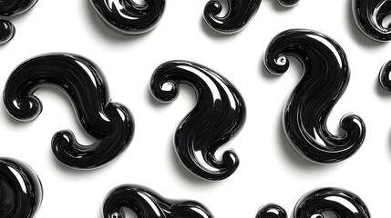 Poster - Abstract Black Swirls on White Background