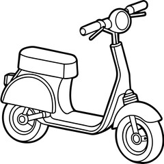 Wall Mural - scooter coloring page line-art illustration 