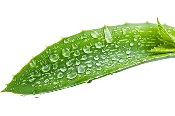 Poster - A fresh green leaf covered in dew drops, perfect for nature or science illustrations