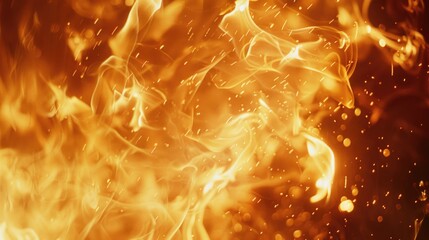 Poster - A close-up shot of a fire with intense flames