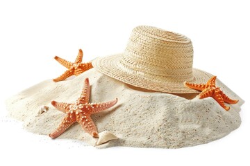 Wall Mural - A unique beach find - two starfish and a hat, great for decorating or creative projects