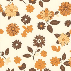 Sticker - Brown and Orange Floral Pattern