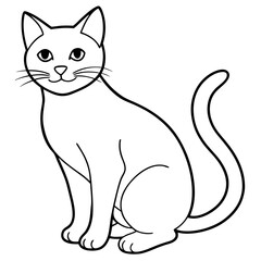 Poster - cat vector line  art color illustration white background