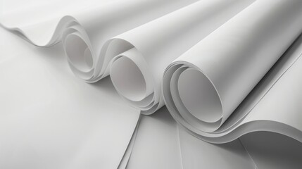Poster - Three rolls of white paper stacked on top of each other, ideal for use in office or school settings