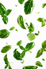 Poster - A bunch of green leaves floating in the air