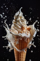 Poster - A scoop of creamy ice cream on top of an ice cream cone, ready to be enjoyed