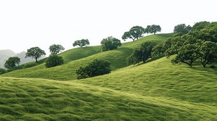 Canvas Print - A scene of peaceful farming with a herd of cattle grazing on a lush green hillside