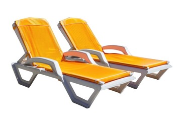 Poster - A pair of vibrant orange lounge chairs placed side by side