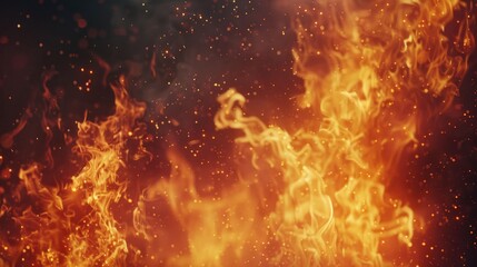 Poster - A close-up shot of a flame on a dark, black surface