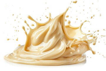 Poster - A droplet of liquid splashes onto a white surface, creating a small puddle