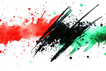 Poster - Red, black and green watercolor splashes