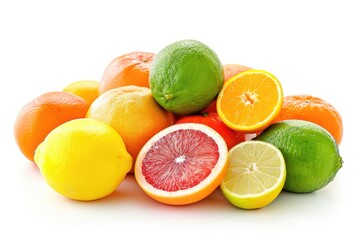 Poster - A collection of oranges, limes, and lemons arranged on a white surface