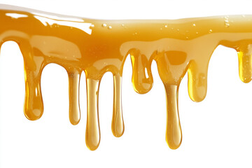 Honey dripping isolated on white background