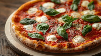 Top View of Isolated Margherita Pizza on White Background