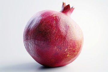 Aufkleber - A bright red pomegranate on a clean white surface, ready for use in still life photography or as a decorative element