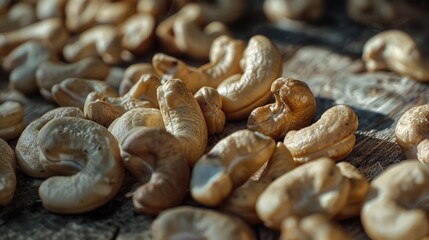 Poster - A collection of various nuts sits atop a wooden table, ready for use or display