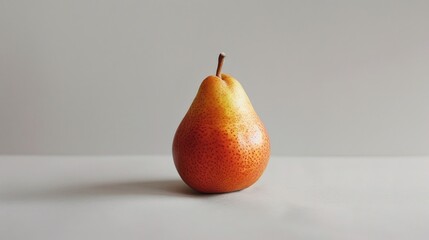 Poster - A single pear sits on a white surface