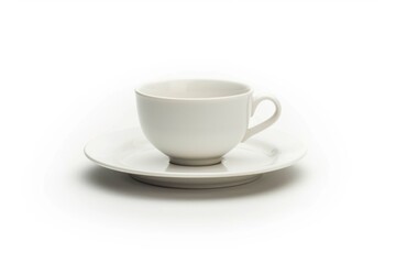 Wall Mural - A single white cup and saucer sit on a saucer, perfect for serving tea or coffee